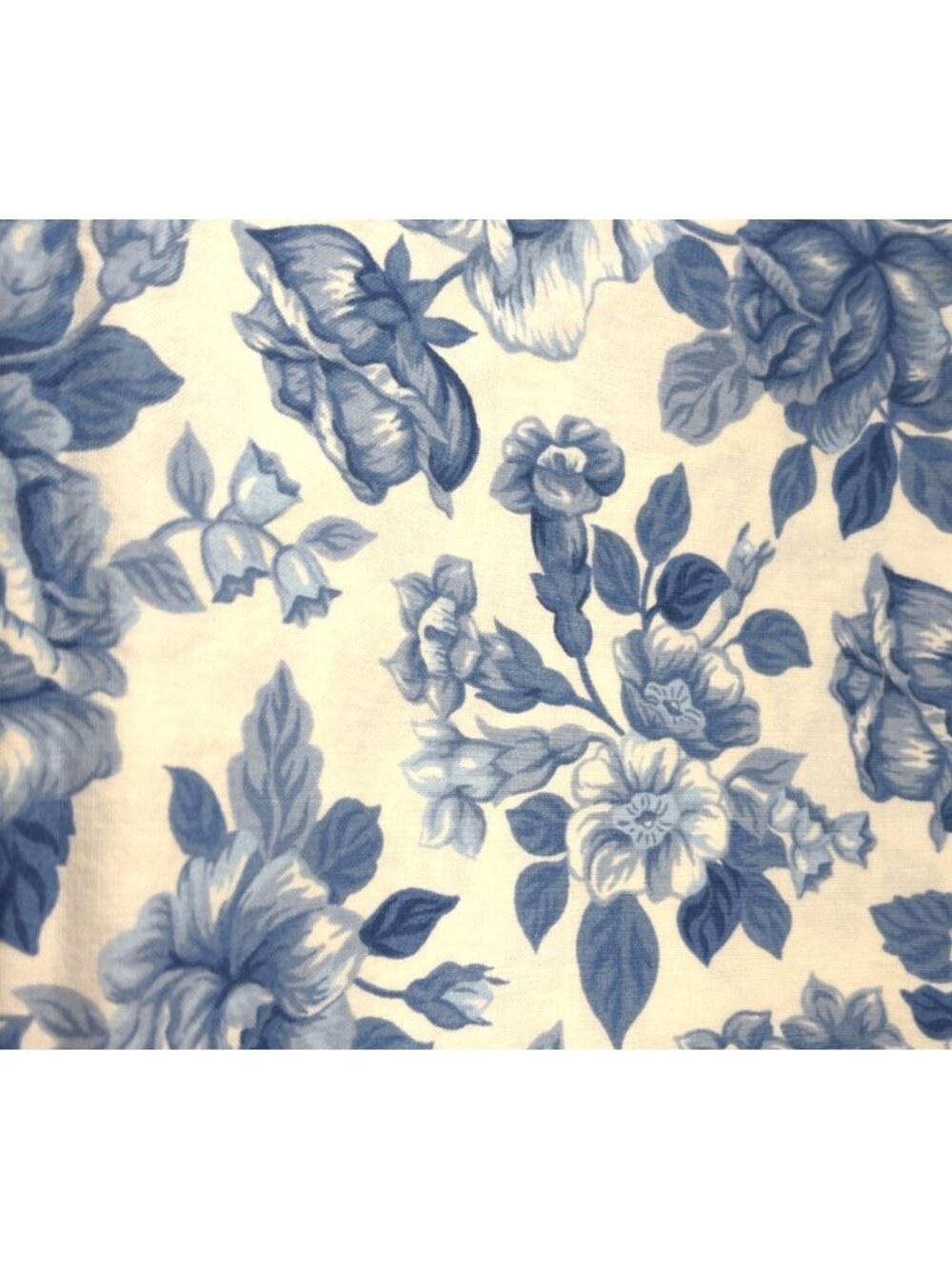 Eileen West 1991 Wamsutta Cotton Fabric Blue Floral 27x44" Vintage Charm